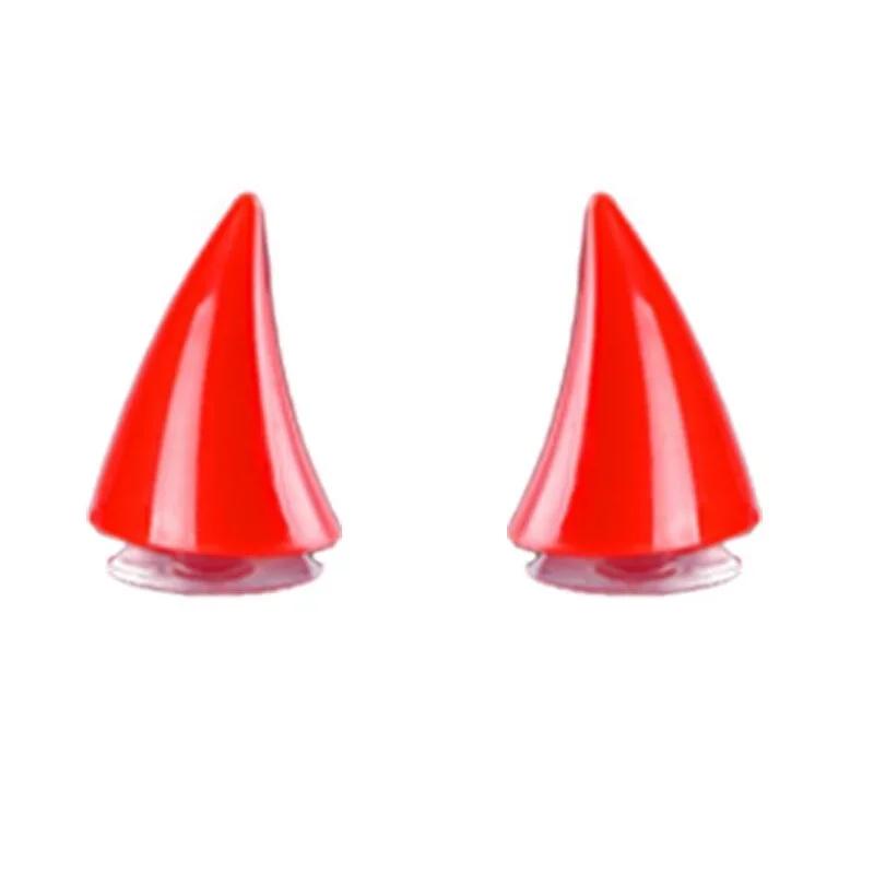 2Pcs Car Motorcycle Helmet Devil Horn Motocross Decoration Headwear Sucker Silicone Accessories