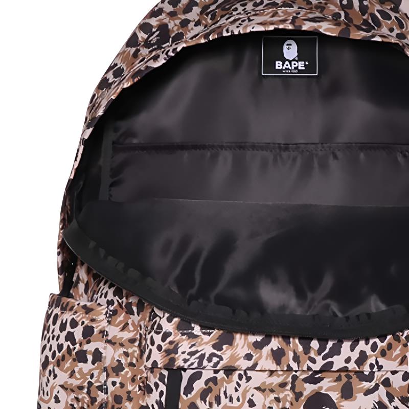 A Bathing Ape Pattern Fabric Backpack Unisex Backpack Leopard-Print 0ZXBGM004891P