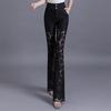 Y2k Korean Pant Suits Lace Hollow Out Summer Thin Flare Pants High Waist Solid Women Elegant Casual Fashion Female Trousers 2022