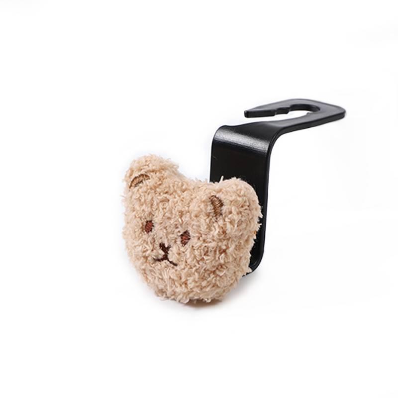Car Seat Back Hook Hanger with Cute Bear Decor Organizer Holder for Groceries Bags Kids Essentials Travel and Commute