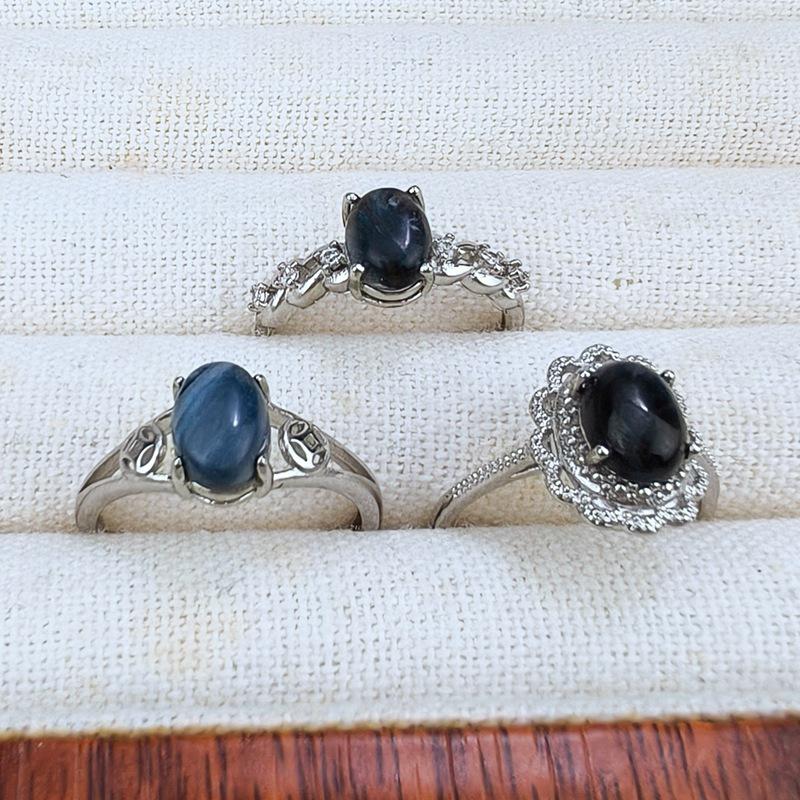 Adjustable Natural Crystal Tiger Eye Ring in Coffee Color