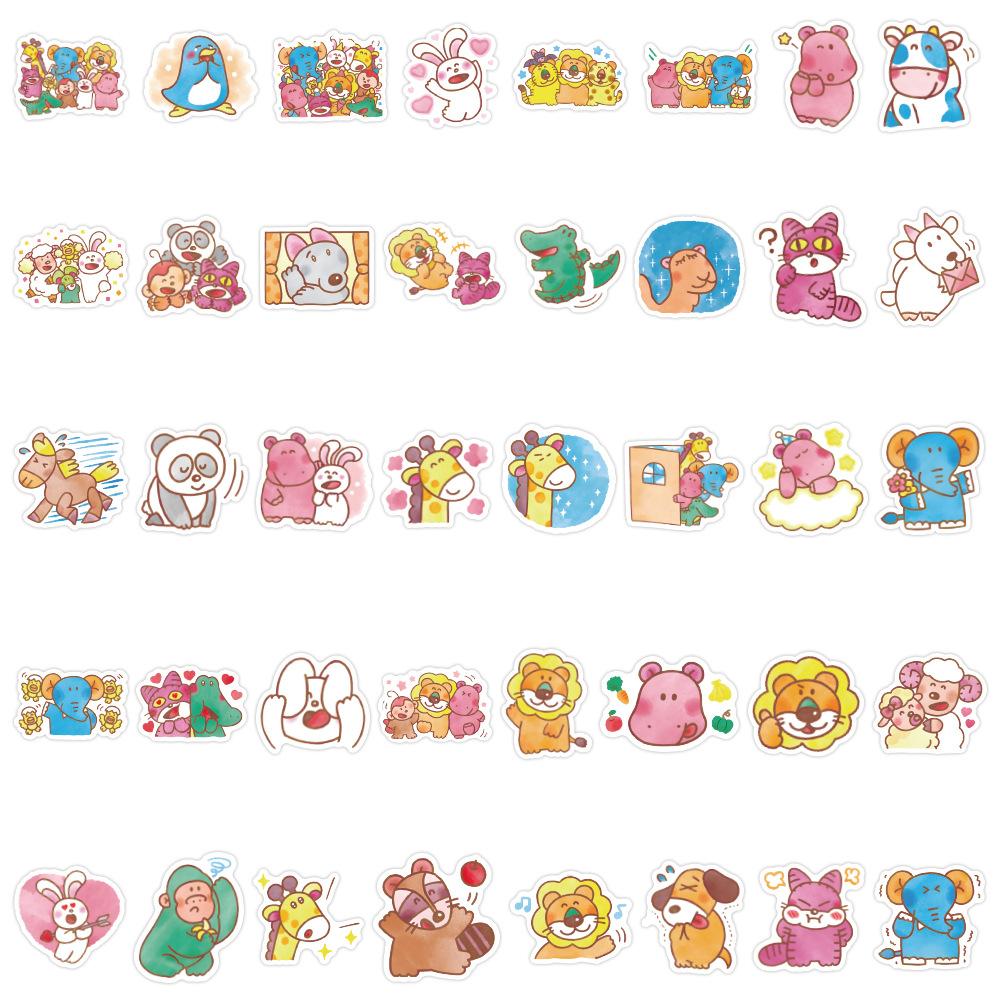40 TABEKKO Cartoon Stickers Cute Graffiti Animal Collection Stickers Children's Elephant Self-adhesive DIY Small Stickers