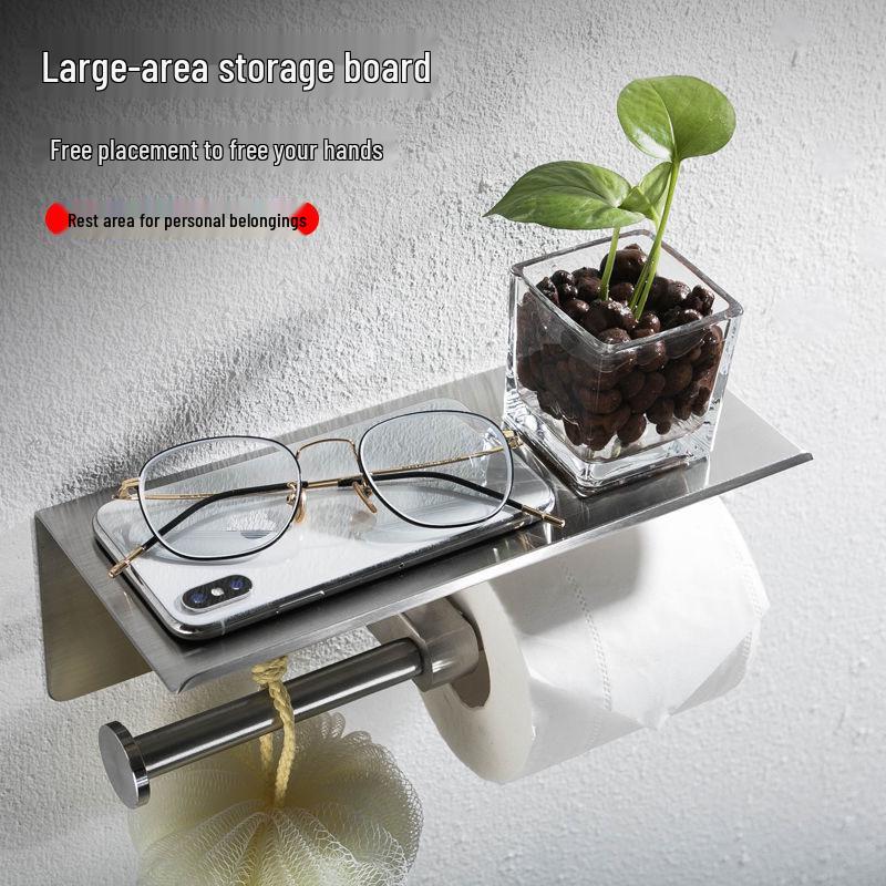 Multi-Functional Punch-Free Double Roll Stainless Steel Toilet Paper Holder