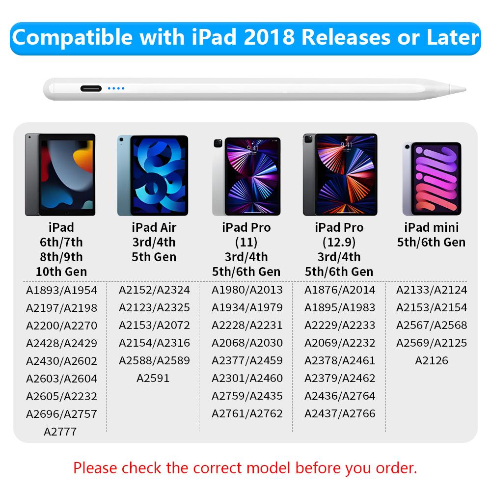 Stylus Pen for Apple Pencil with LED Power Indicators Palm Rejection Touch Pen for 2026 2025 2022 2021 2020 2019 2018 iPad Penci 6
