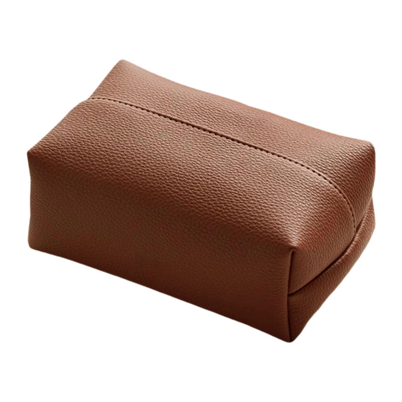 

Elegant PU Leather Tissue Box Cover Small Handy Napkin Holder for Car Office Hotel Bedroom Decoration коричневий