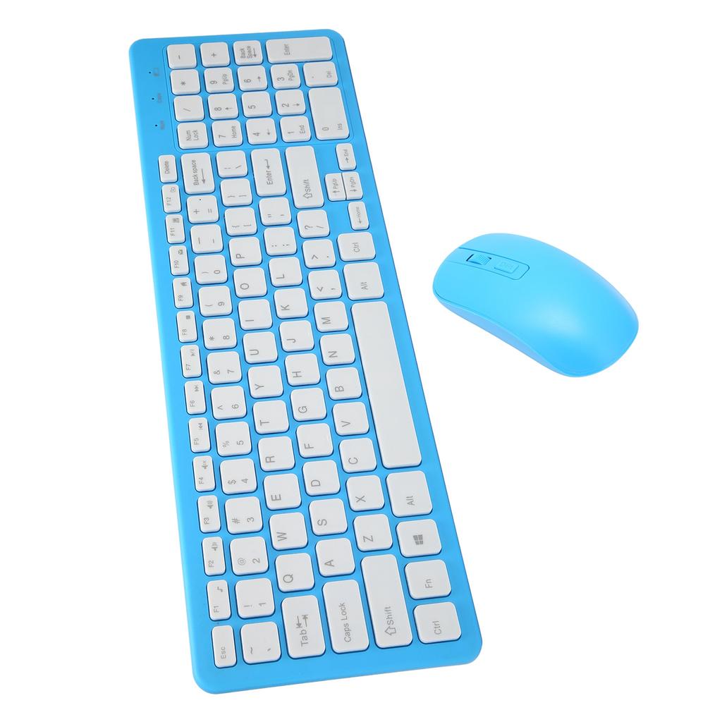 96 Key Wireless Keyboard Mouse Combo 10 Meters Transmission Fade Resistant Keyboard Mouse Combo with Nonslip Mat Blue