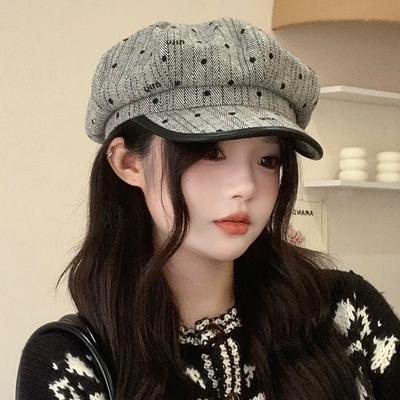 Autumn and Winter Hats Women's Big Head Circumference Shows Their Face Small Octagonal Hats Retro Versatile Berets Show Their Faces Small Painter Hats
