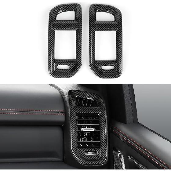 Car Air Vent Outlet Decals For -2025 Dodge Ram 1500 2500 3500 Accessories Carbon Fiber Stickers, Black
