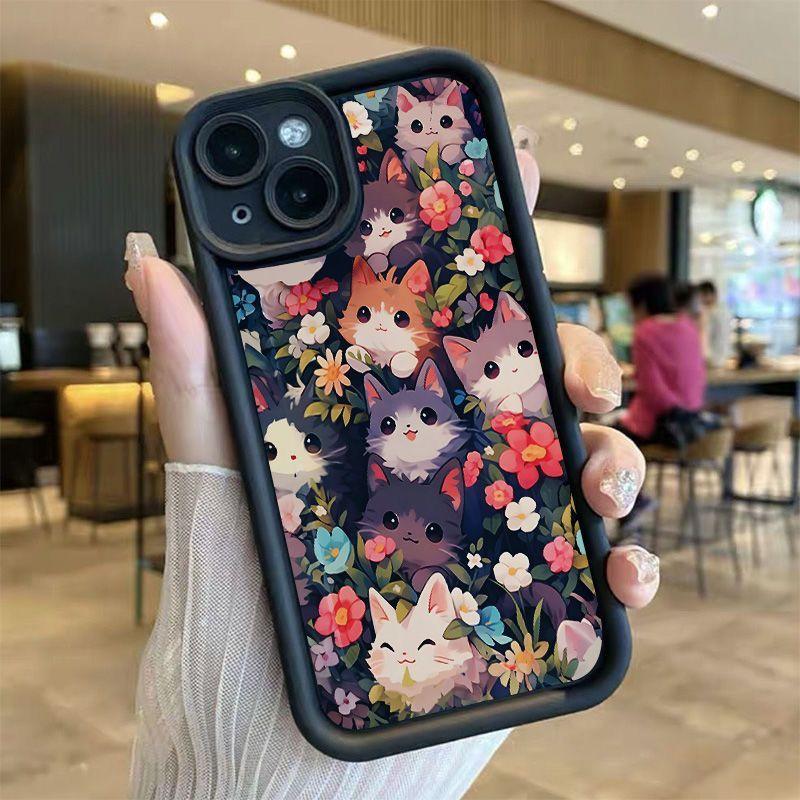 Flower Crow Cat iPhone17Promax Mobile Phone Case Ladder Applicable To Apple 16promax All-Inclusive Sky Eye 15 Sets
