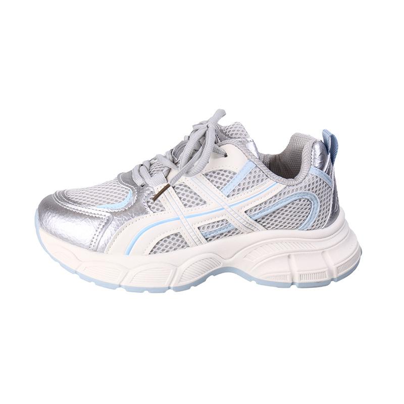 

Summer breathable mesh thick-soled dad shoes women s 2025 new popular versatile lightweight soft-soled casual sports shoes 40 серый