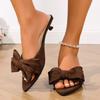 Women's Summer Butterfly-knot Low Heel Slippers Elegant Open Toe Party Dress Shoes Fashion Outdoor Ladies Slides