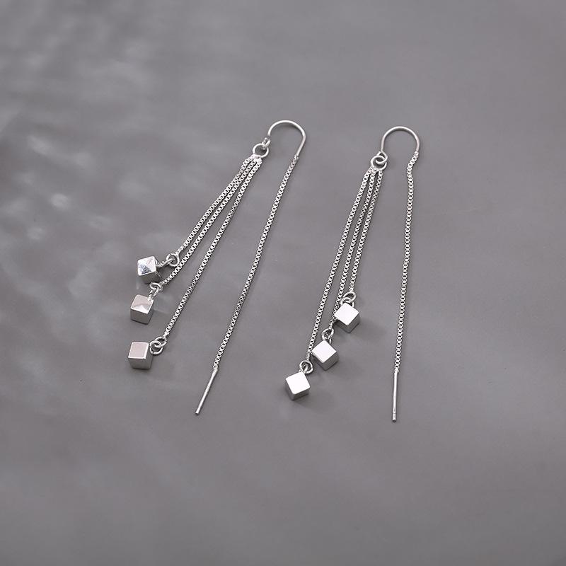 Slimming Korean Tassel Earrings - Trendy Geometric Square Design 2025