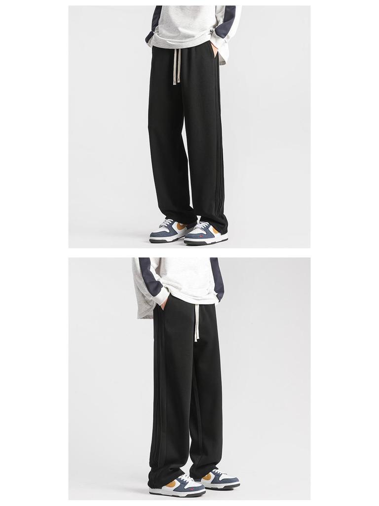 Muxiu Menswear: Trendy Striped Wide-Leg Sweatpants for Men and Couples