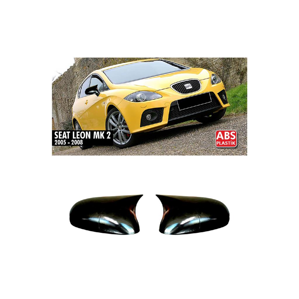 FOR Seat Leon Mk2 Batman Bat Mirror Cover Piano Black 2005 2006