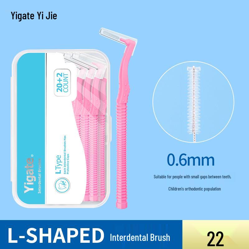 Yijie L-shaped Dental Floss & Interdental Brush - Super Fine Soft Bristles for Orthodontic Gap Cleaning