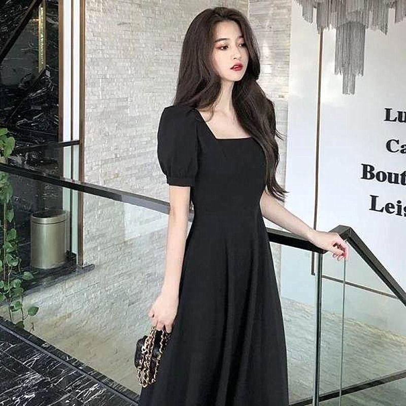 Plus Size French Hepburn-Style Black Maxi Dress Large чёрный