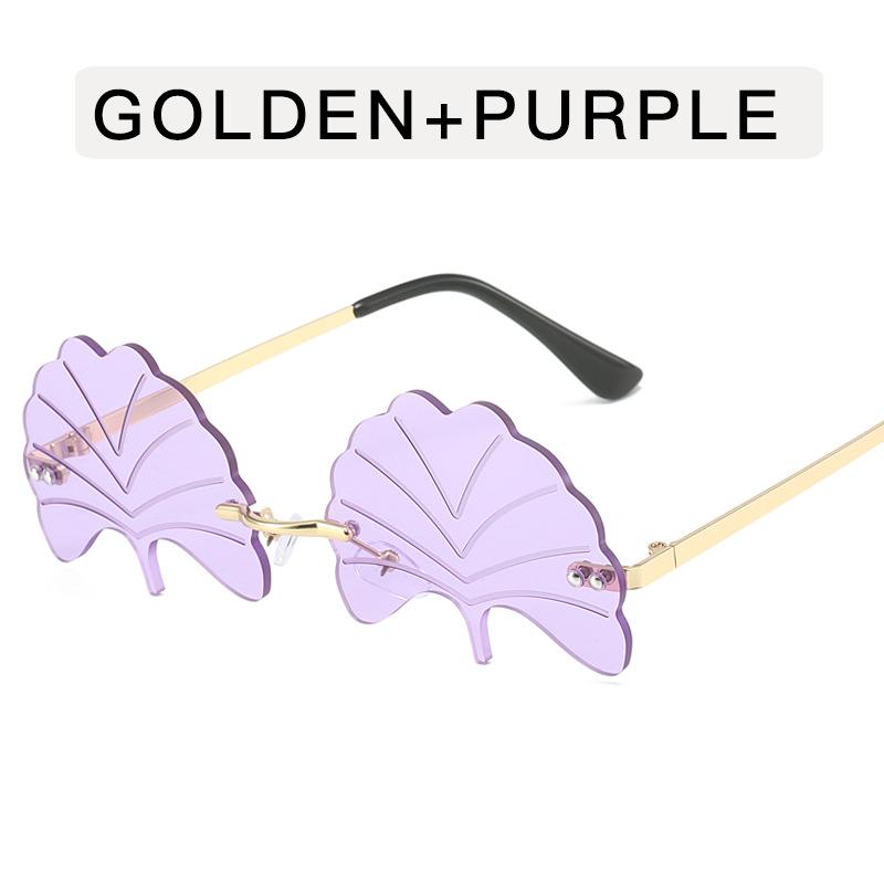 Leaf Shape Women Sunglasses Rimless Hip Hop Style New Stylish Sun Glasses Men European American Women's Sunglasses