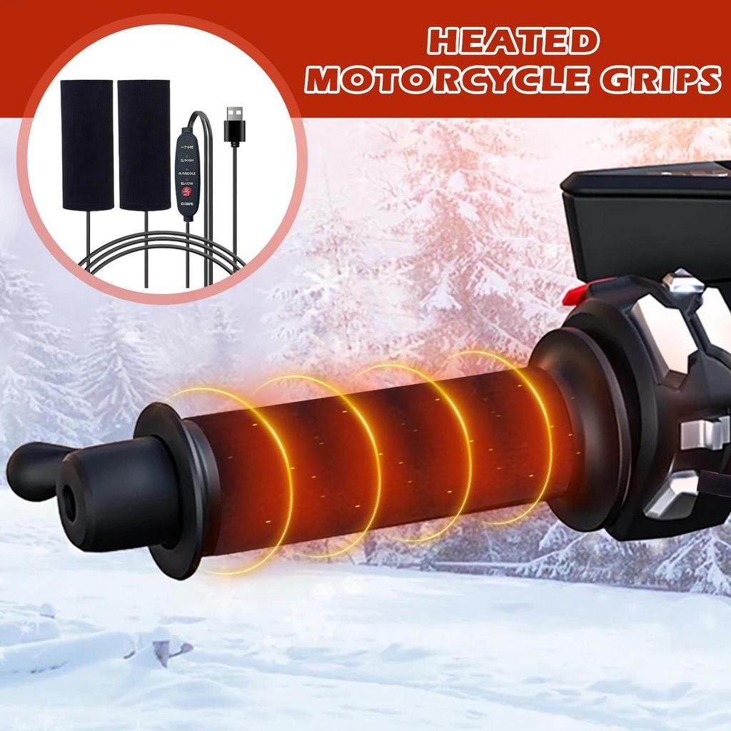 12V Motorcycles Heated Handles Grips Snowmobile ATV Handlebar Heater Warmer Kit For Snowmobile Heated Steering Wheel Universal