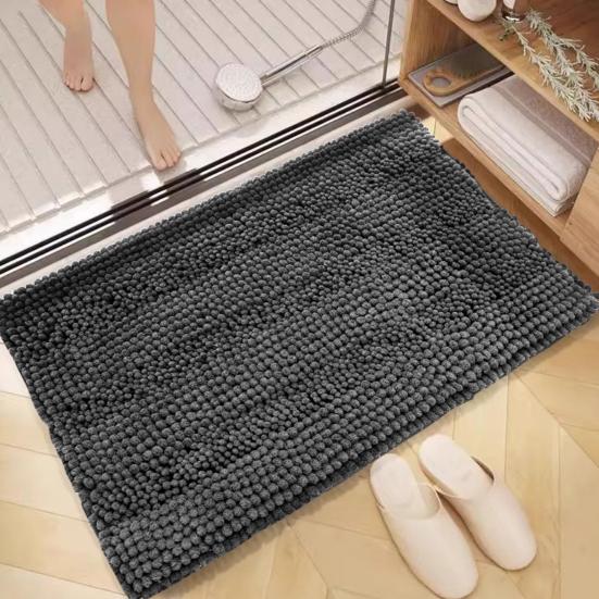 Chenille Bath Mat Soft Short Plush Water Absorbent Bathroom Rug Quick Dry Washable Thick Shower Mat for Bathroom Restroom