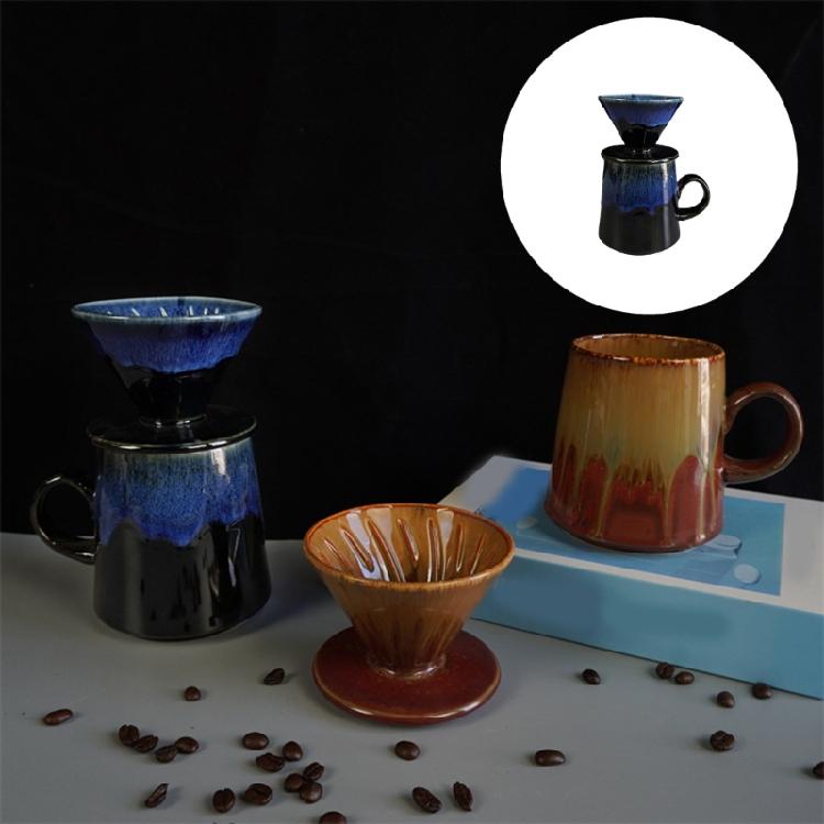 Stylish Ceramic V 60 Pouring Over Coffee Set 460ml Home Brewing Coffee Set Produced For Even Extraction And Easy Cleaning