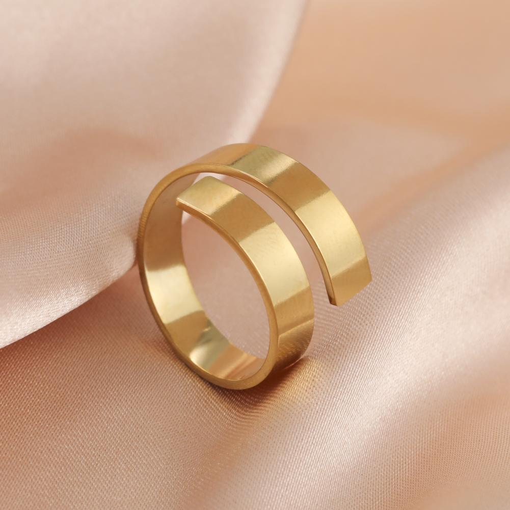Minimalist Silver Open Ring Women Stainless Steel Adjustable Finger Ring Geometric Jewelry Valentine's Gift