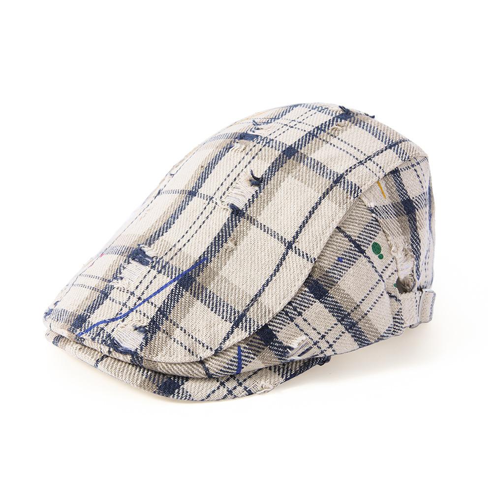 

Мужская винтажная женская клетчатая кепка с козырьком на весну и лето белый