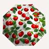 1pc Cherry Pattern Automatic Open/close, Heavy-Duty Iron Frame & 8-Rib structure, Compact Folding Umbrella for Women/Men, All-Season Travel, Halloween