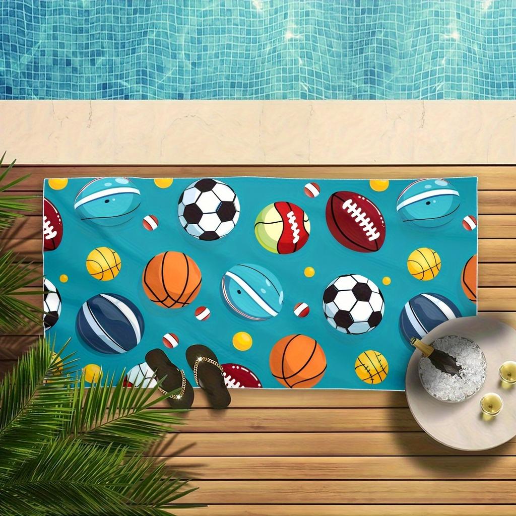 Cartoon-Ballmuster Strandtuch Schnelltrocknend Mikrofaser Strand Super Saugfähig Reise Schwimmbad Tauchen Surfen Yoga Camping