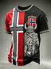 Nordisches Wikinger Norwegen Hemd Herren Damen 3D Gedrucktes Vintage Kulturmuster Kurzarm Streetwear T-Shirt Schnelltrocknend Sommer Freizeit Oberteil