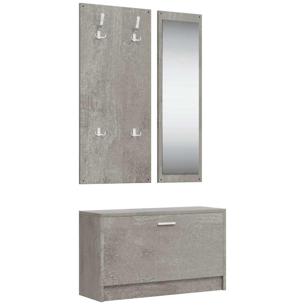 3 Piece Hall Furniture Set Concrete Grey Particleboard