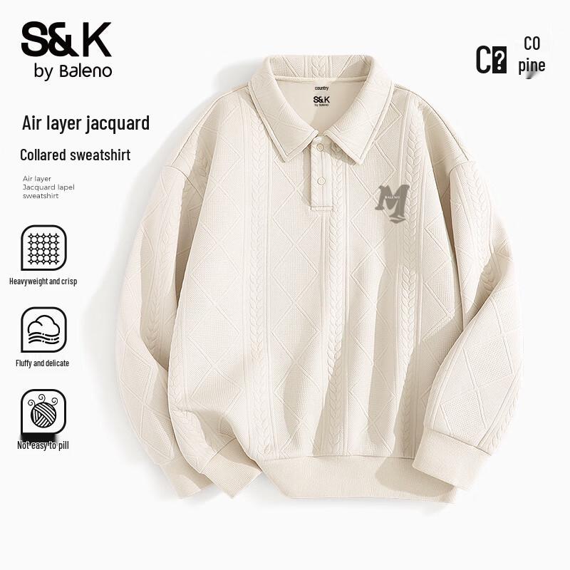 

Baleno Men s S&K Jacquard Polo Collar Long Sleeve Sweatshirt XL