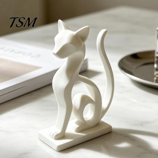 Fine Craftsmanship Collectibles Minimalist 3D Printed Cat Figurine, Decorative Animal Statue Ornament, Creative Unique Pla Figurines Small Desktop