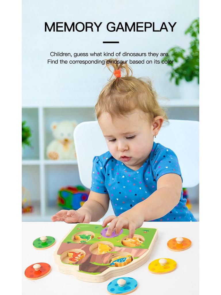 3D Wooden Dinosaur Egg Puzzle Board - Educational Toy for Children's Early Learning