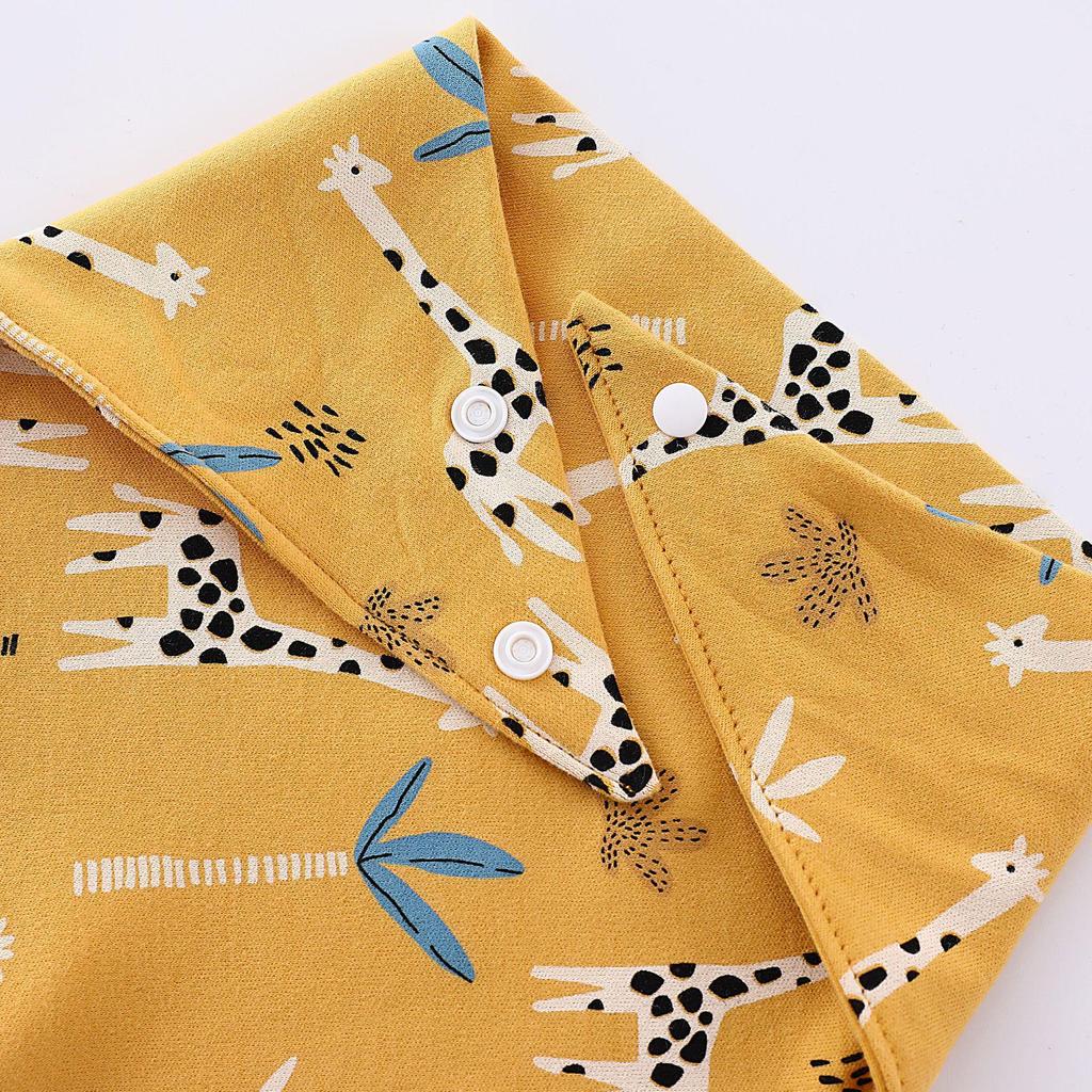 Soft Cotton Baby Bibs - Multi-Patterned, Retro Color, Snap Button Triangle Design