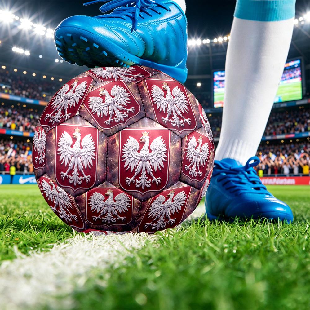 Poland Football Printed Size 5 Soccer Ball Wear Resistant Standard Adult Training Football Fan Gift for Indoor Outdoor Match Sports