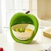 Cute Apple Drain Basket Double Wash Fruit Blue Kitchen Home Living Room Vegetable Basin High Value New Model