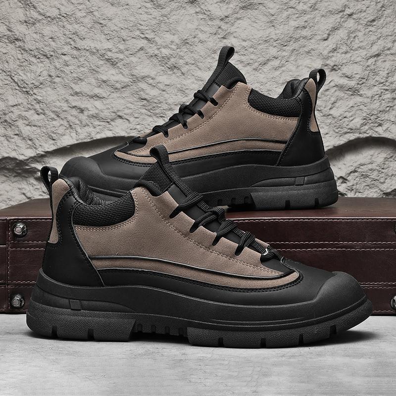 Winter Outdoor Casual Shoes Warm No-slip High Top Male Work Shoes Comfortable Walking Sneakers Fashion Leather Boots with Fur