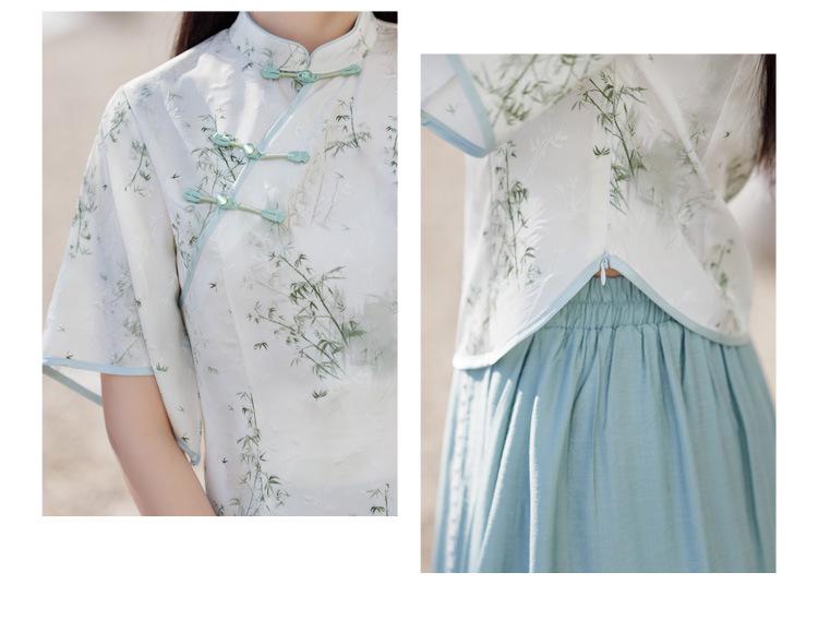 Top Cheongsam cu mâneci medii în stil retro chinezesc pentru femei, vara 2025
