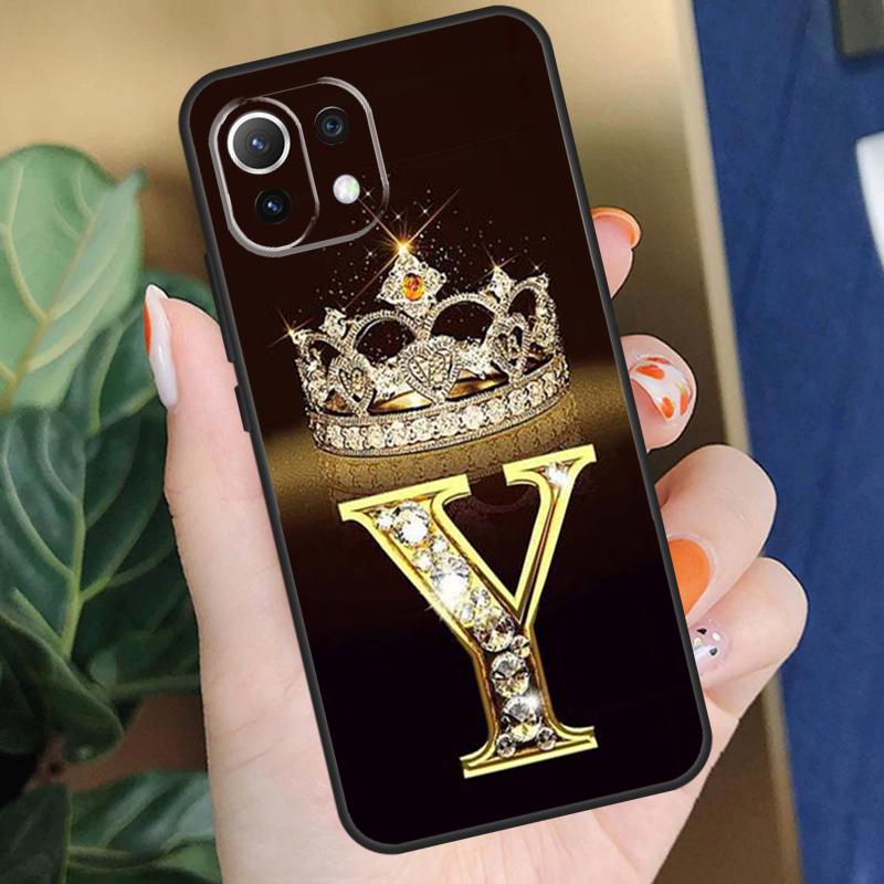 Letter Monogram Gold Marble Case For Xiaomi 15 14 Ultra 13T 14T 15T Pro 17 Pro Max POCO X7 X5 X6 F5 F6 F7 F8 Pro Coque