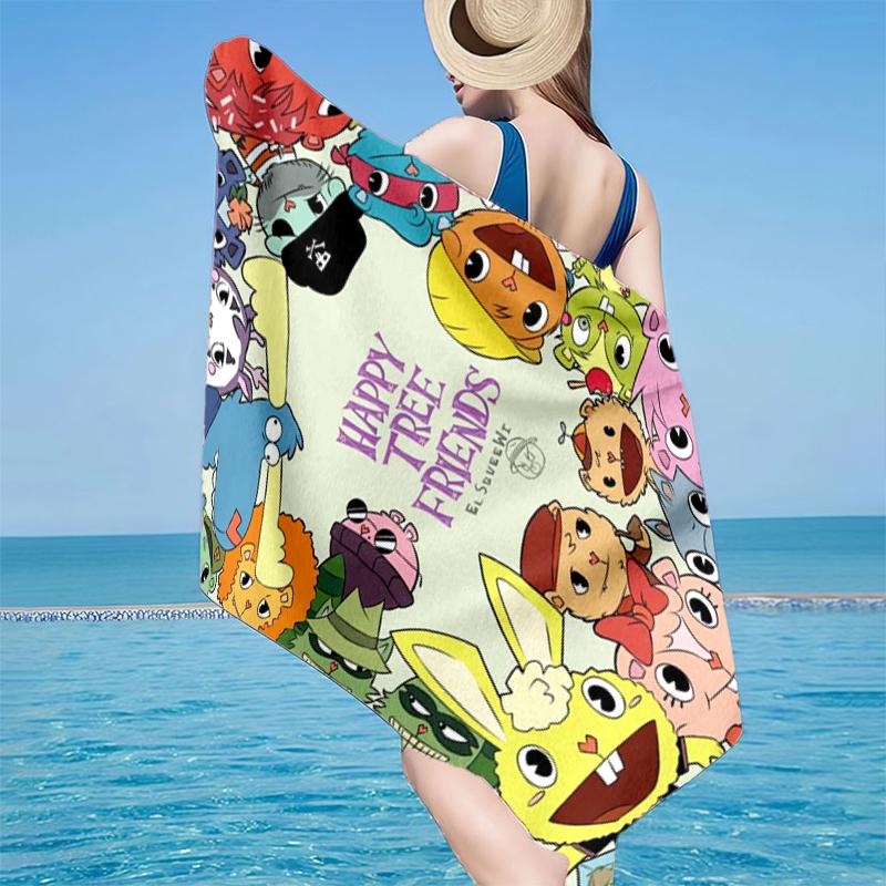 Happy Tree Friends Anniversary Beach Towel, Super Soft Microfiber, Gift for Her/Him, Birthday, for Pool, Beach, Travel, Home Decor Fan Gifts