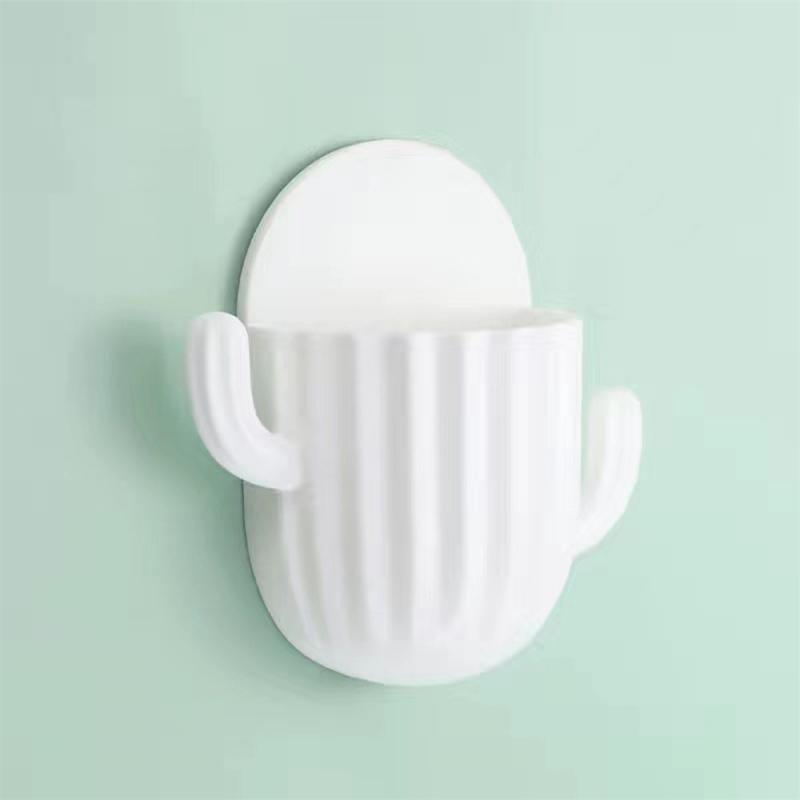 Zahnbürstenhalter Einfach zu installieren Kaktus Wandmontierte Aufbewahrung Modische Badezimmerdekoration Stanzfreie Aufbewahrungsbox Selbstklebend