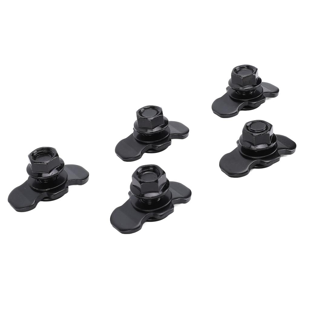 5pcs L Track Double Lug Threaded Stud Nut Fitting M10x20mm for Truck Bed Trailer Cargo Control Pickup RV ATV Black