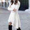 Fashionable Solid Cable-knit Turtleneck Casual Long Sweater Dress for Women