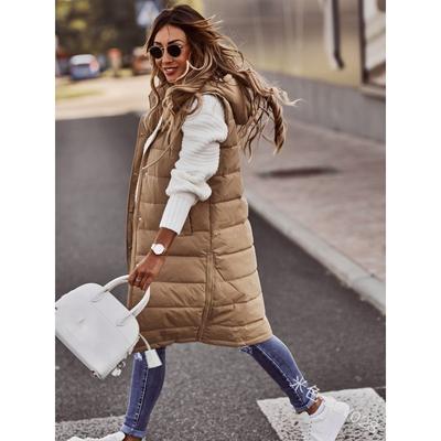 Order Two Size Up,Sleeveless Winter Jacket Women Midi Coats Down Vest Keep Warm Elegant Black Hooded Street Hipster Lady Cotton Overcoat