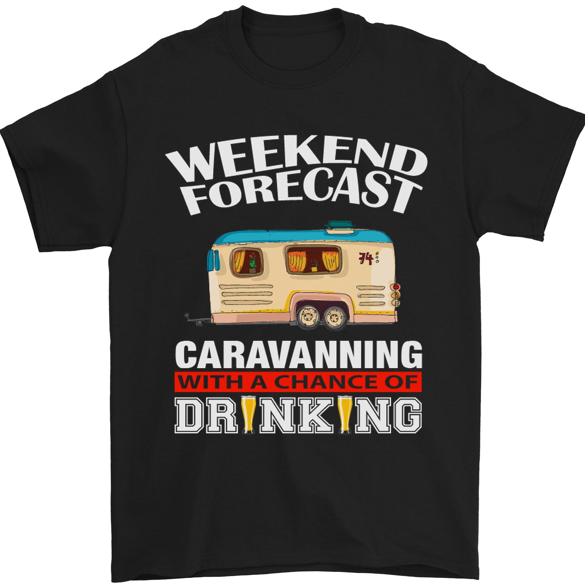 Caravan Weekend Forecast Caravanning Mens T-Shirt 100% Cotton L