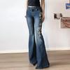 STREETRICH Women Retro Y2k Jeans Baggy Floral Embroidery Jeans Vintage 2000s Low Rise Flared Denim Pants High Street Basic Trousers