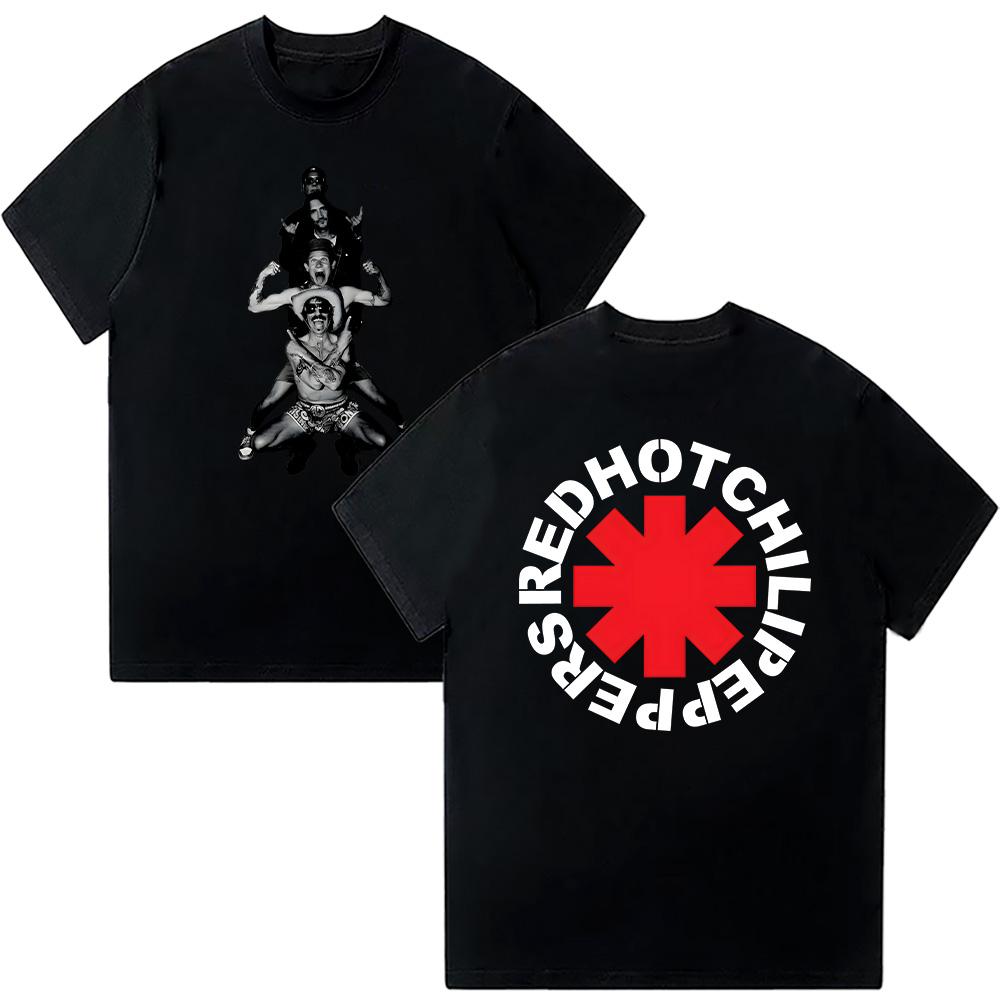 Red Hot Chili Peppers Band Cotton Retro T-shirts Men's Summer Casual Breathable Clothing Unisex Short Sleeve Comfort T Shirt Y2K