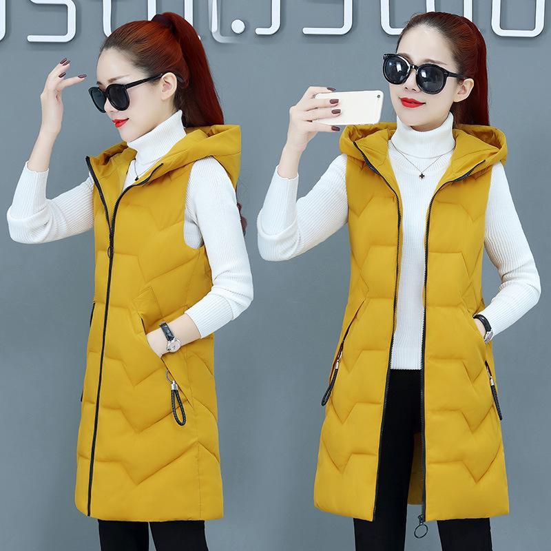 Women Down Cotton Hooded Vest Coat Autumn And Winter Sleeveless Thicken Jacket
