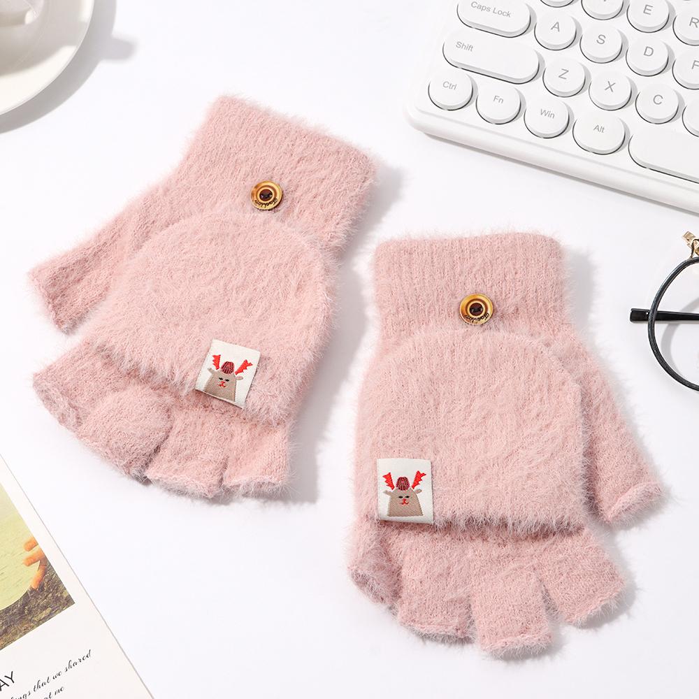 Apparel Accessories Keep Warm Cold Proof Winter Gloves Half-finger Fawn Flip Cover