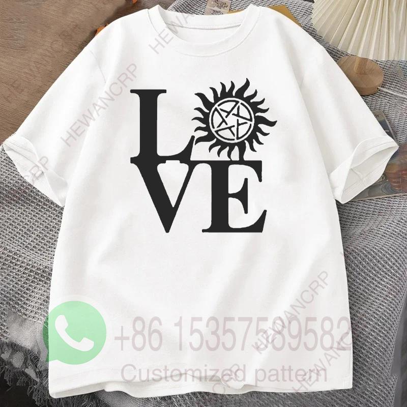 Supernatural Love Mens TShirt Mens Tracksuit Letter Printed Summer Casual Sportswear Round Neck Shortsleeved Cotton Pullover